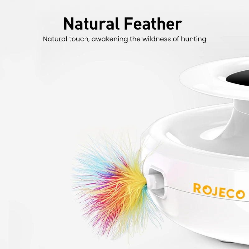 ROJECO 2 in 1 Smart Cat Toys Automatic Feather Fun Ball Toy Set For Cat Dog 5 Modes Electronic Interactive Pet Toy Accessories - Paws Solution ROJECO 2 in 1 Smart Cat Toys Automatic Feather Fun Ball Toy Set For Cat Dog 5 Modes Electronic Interactive Pet Toy Accessories