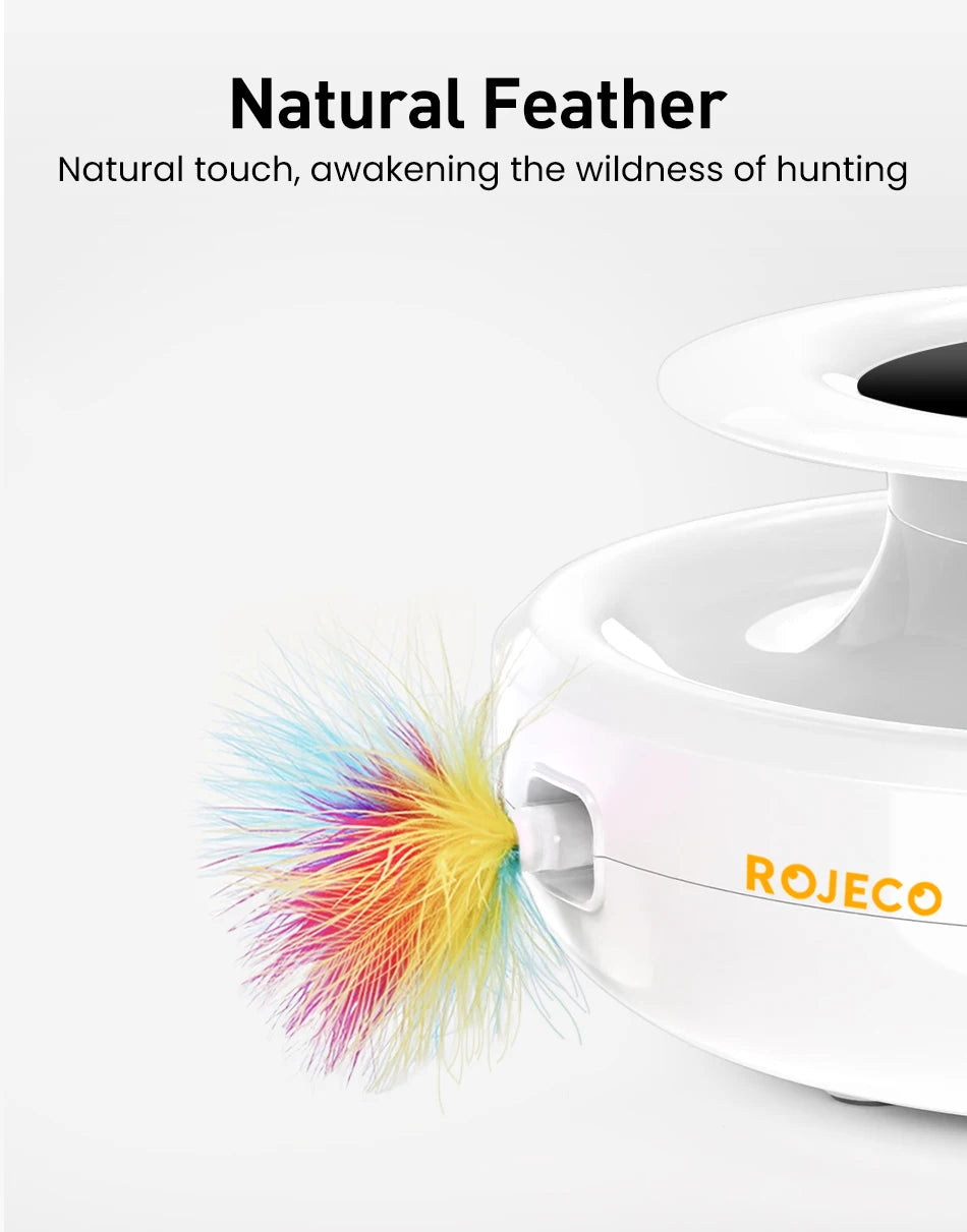 ROJECO 2 in 1 Smart Cat Toys Automatic Feather Fun Ball Toy Set For Cat Dog 5 Modes Electronic Interactive Pet Toy Accessories - Paws Solution ROJECO 2 in 1 Smart Cat Toys Automatic Feather Fun Ball Toy Set For Cat Dog 5 Modes Electronic Interactive Pet Toy Accessories