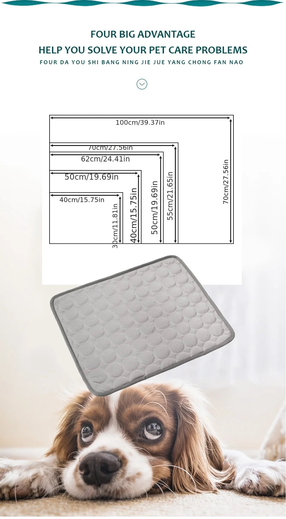 Pet Cooling Mat- Extra Large Dog Cooling Bed for Summer, Ideal for Small and Large Dogs, Durable Cat Blanket for Sofa, Ice Pad for Pets - Paws Solution pet cooling mat