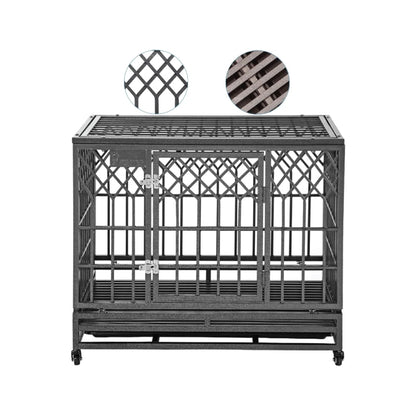 Large Dog Cage: Solid Metal Kennel with Three Doors - Paws Solution