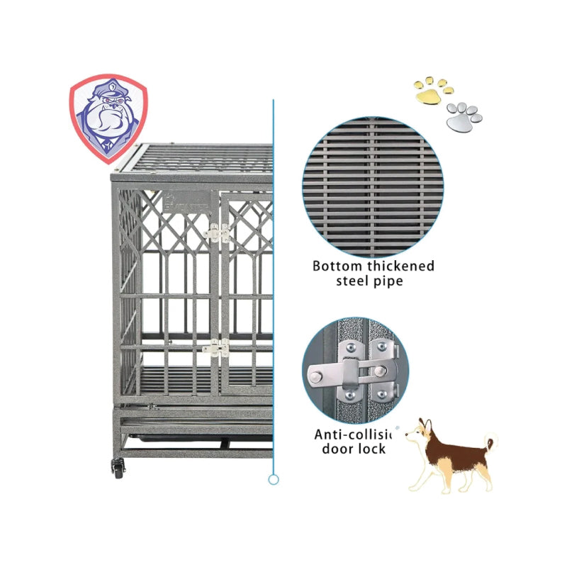 Large Dog Cage: Solid Metal Kennel with Three Doors - Paws Solution