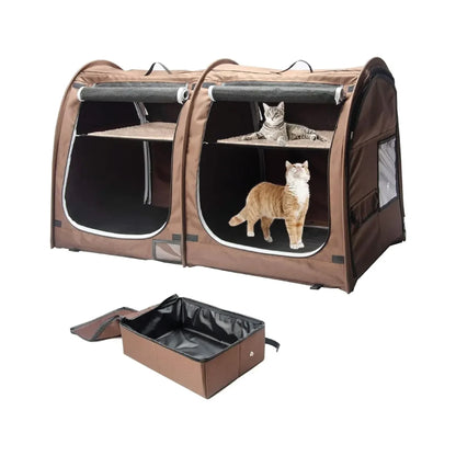 Mispace Portable Twin Compartment Show House: Cat Cage/Condo - Paws Solution