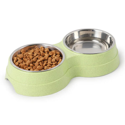 Double Stainless Steel Pet Bowls: Food and Water Feeder - Paws Solution