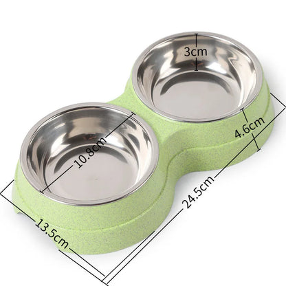 Double Stainless Steel Pet Bowls: Food and Water Feeder - Paws Solution