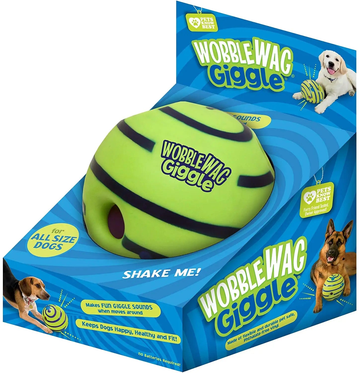 Weeble Wobble Ball for Dogs - Interactive Dog Toy: Wobble Wag Giggle Ball, Fun Sounds When Rolled or Shaken, Pets Know Best, As Seen On TV - Paws Solution