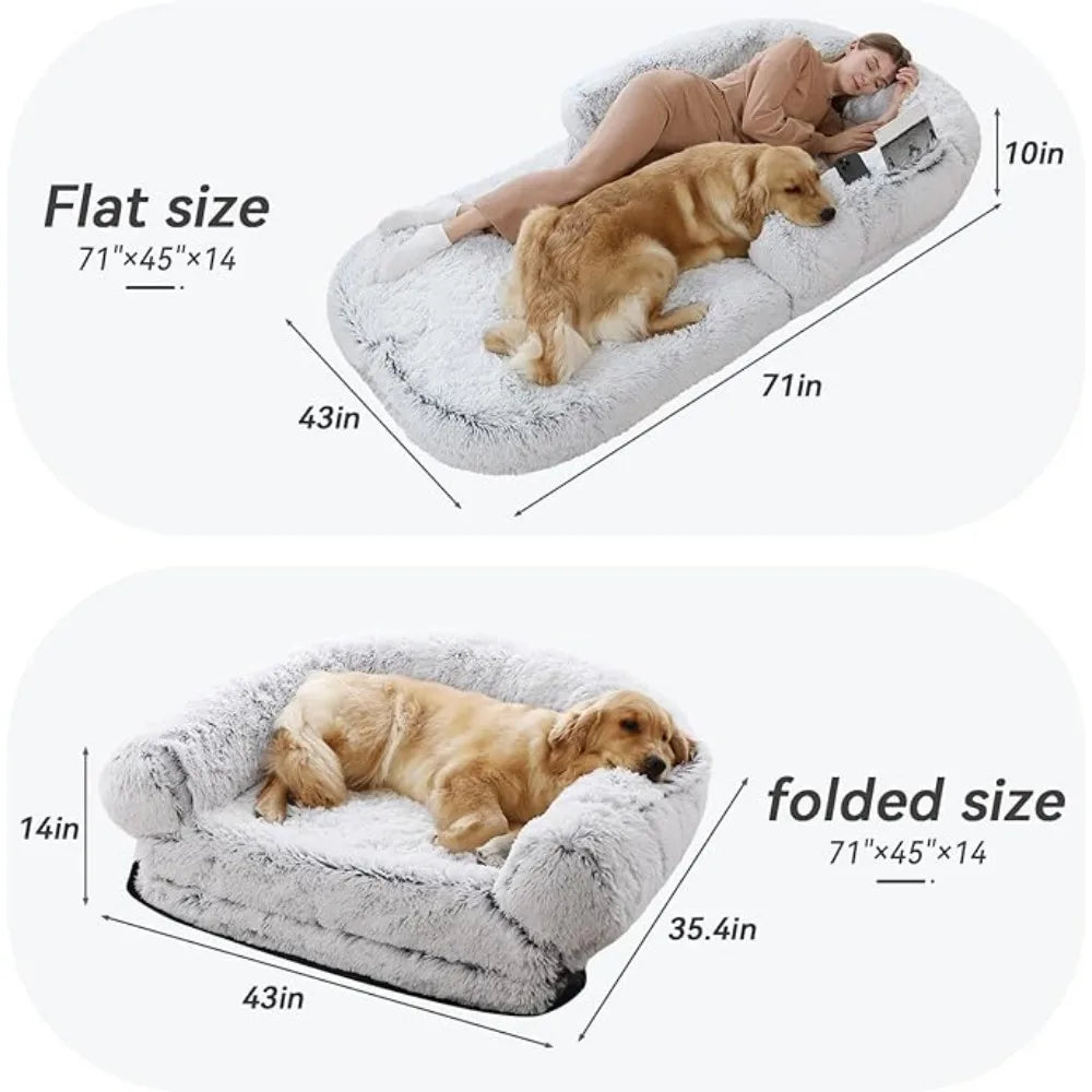 Foldable Plush Dog Bed: Mattress for Big Dogs - Paws Solution