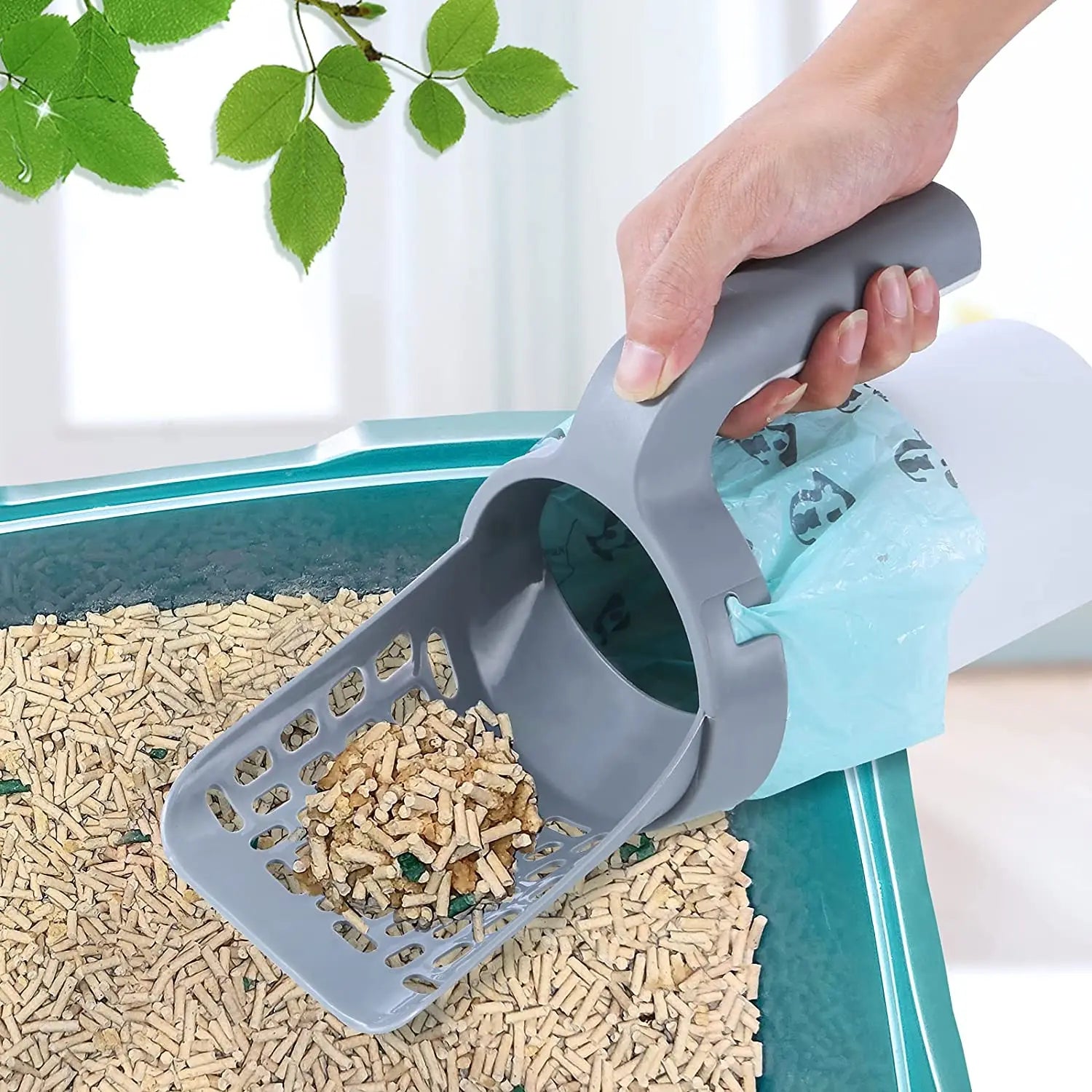 Cat Litter Shovel Scoop with Refill Bag: Self-Cleaning - Paws Solution