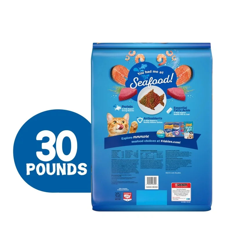 Purina Friskies Seafood Sensations Dry Cat Food, 30 lb - Paws Solution