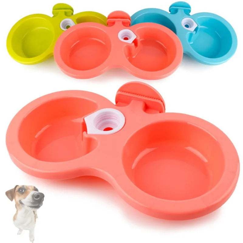 Double Pet Cage Hanging Food Bowls with Automatic Water Feeder, 3 Colors - Paws Solution