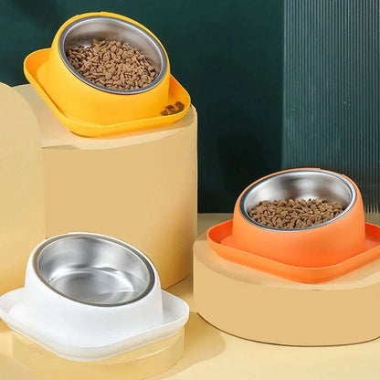 Raised Pet Bowls for Cats and Small Dogs Tilted Single Elevated Dog Cat Food and Water Bowls Stand Feeder Bowls and Anti Slip Fe