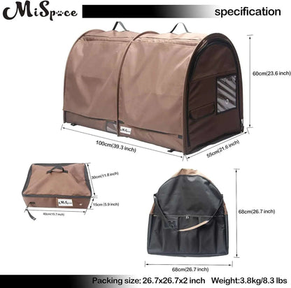 Mispace Portable Twin Compartment Show House Cat Cage/Condo - Easy to Fold & Carry Kennel - Comfy Puppy Home & Dog Travel Crate