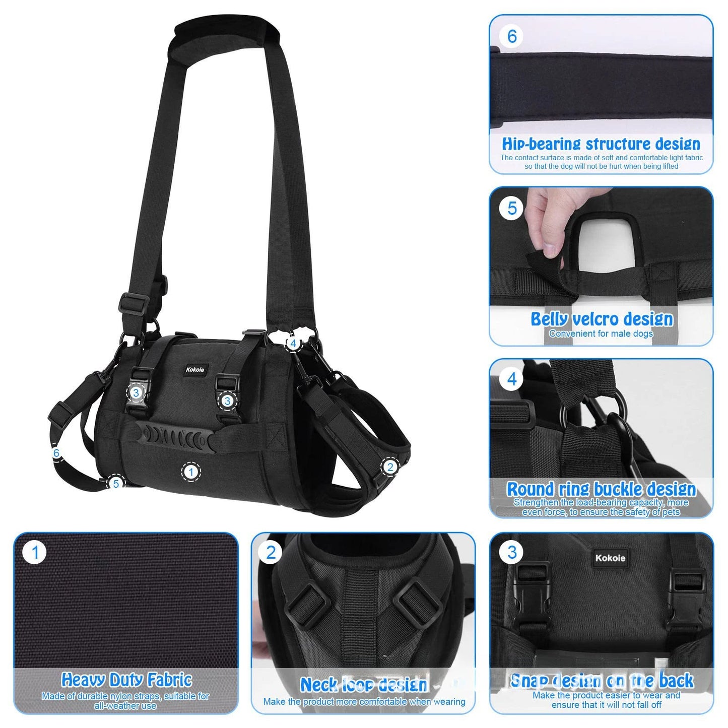 Portable Dog Sling for Back Legs, Hip Support and Rehabilitation Harness - Paws Solution