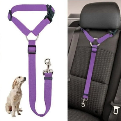 Two-in-One Pet Car Seat Belt: Solid Color Nylon Lead Leash, Adjustable Backseat Safety Belt & Dog Harness - Paws Solution