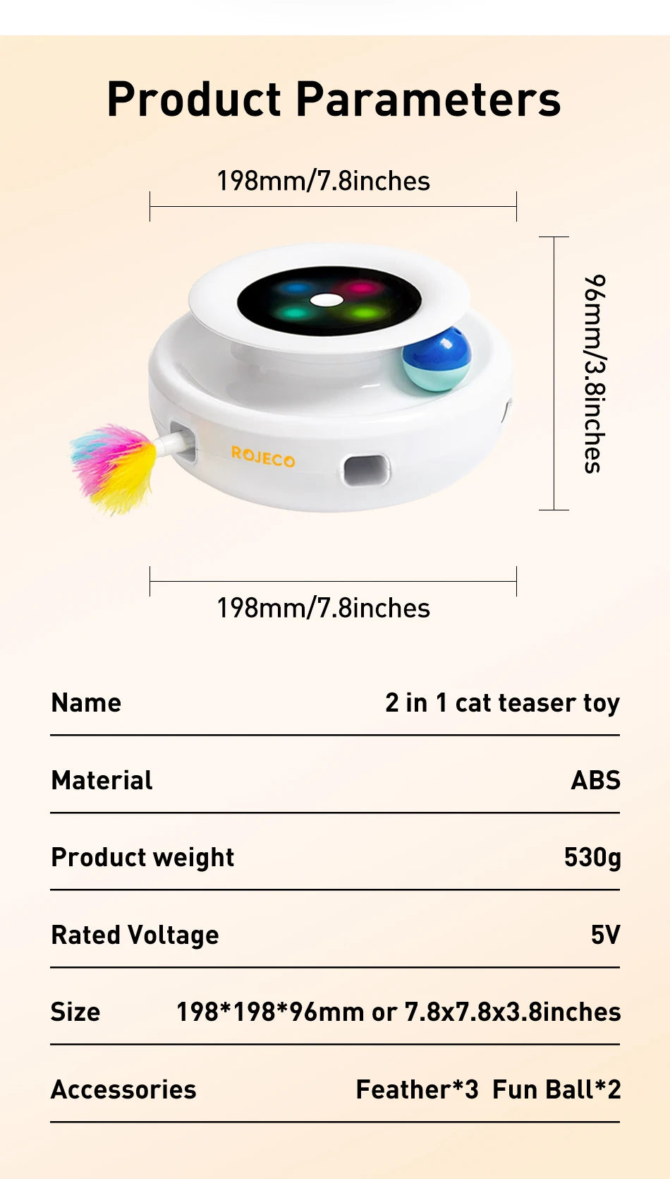 ROJECO 2 in 1 Smart Cat Toys Automatic Feather Fun Ball Toy Set For Cat Dog 5 Modes Electronic Interactive Pet Toy Accessories - Paws Solution ROJECO 2 in 1 Smart Cat Toys Automatic Feather Fun Ball Toy Set For Cat Dog 5 Modes Electronic Interactive Pet Toy Accessories