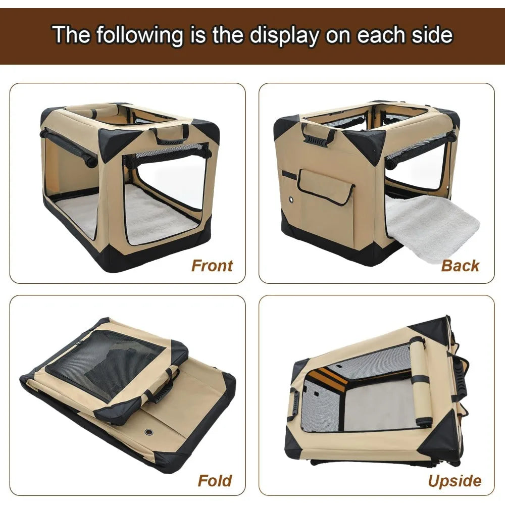 Soft Dog Crate: 4-Door Foldable Kennel for Extra Large Dogs, Indoor & Outdoor - Paws Solution