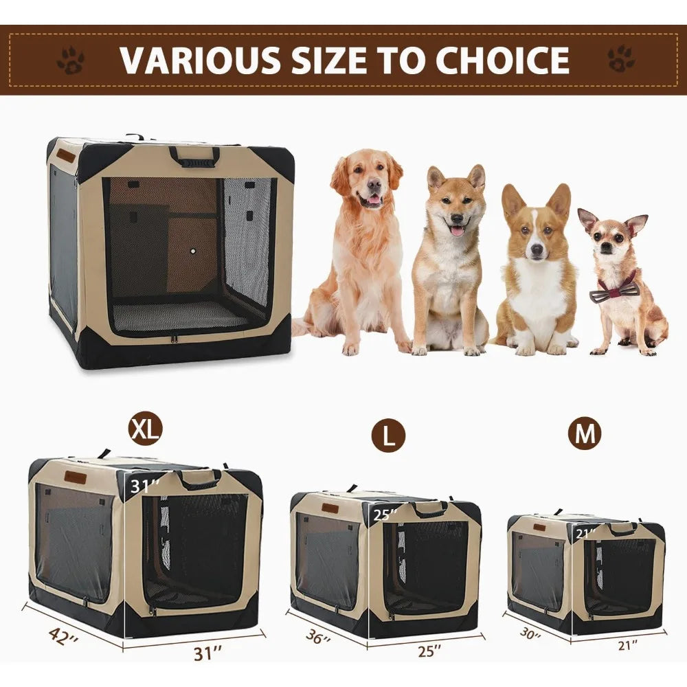 Soft Dog Crate: 4-Door Foldable Kennel for Extra Large Dogs, Indoor & Outdoor - Paws Solution