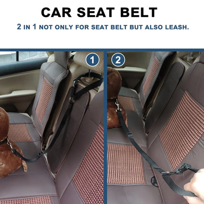 Two-in-One Pet Car Seat Belt: Solid Color Nylon Lead Leash, Adjustable Backseat Safety Belt & Dog Harness - Paws Solution