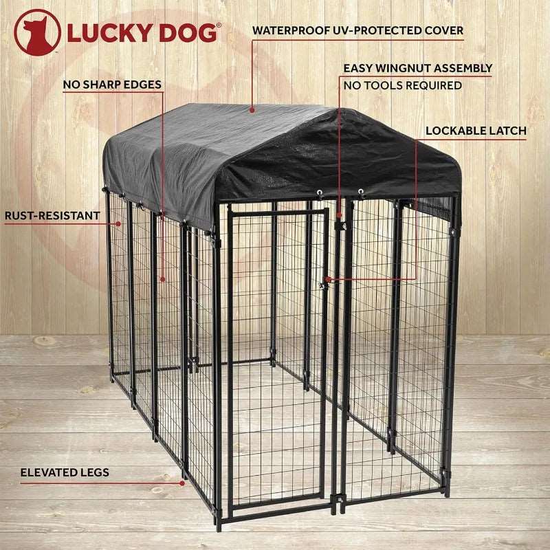 Lucky Dog 8ft X 4ft X 6ft Uptown Welded Secure Wire Outdoor Pet Dog Kennel Playpen Crate   kennel  dog accessories