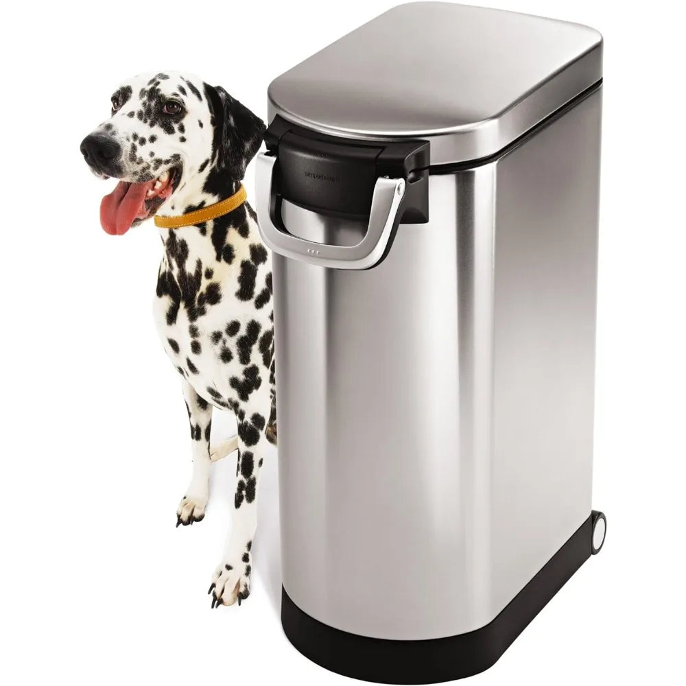 35L/40lb Medium and large Pet Food Storage Container, Stainless Steel - Paws Solution