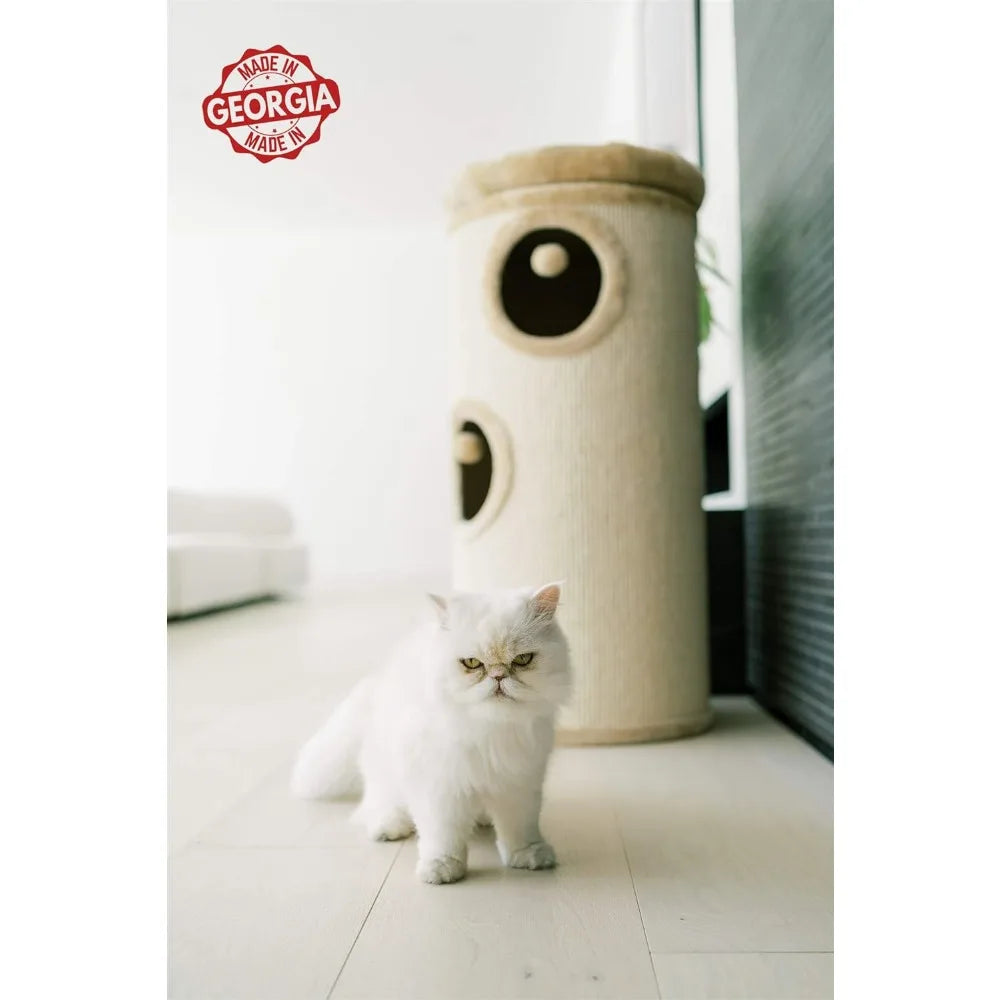 3-Story Cat Tree Condo Barrel Tower: 38.5" - Paws Solution