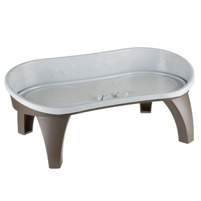 Elevated Pet Feeding Tray with Splash Guard and Non-Skid Feet, 21"L x 11"W x 8.5"H - Paws Solution