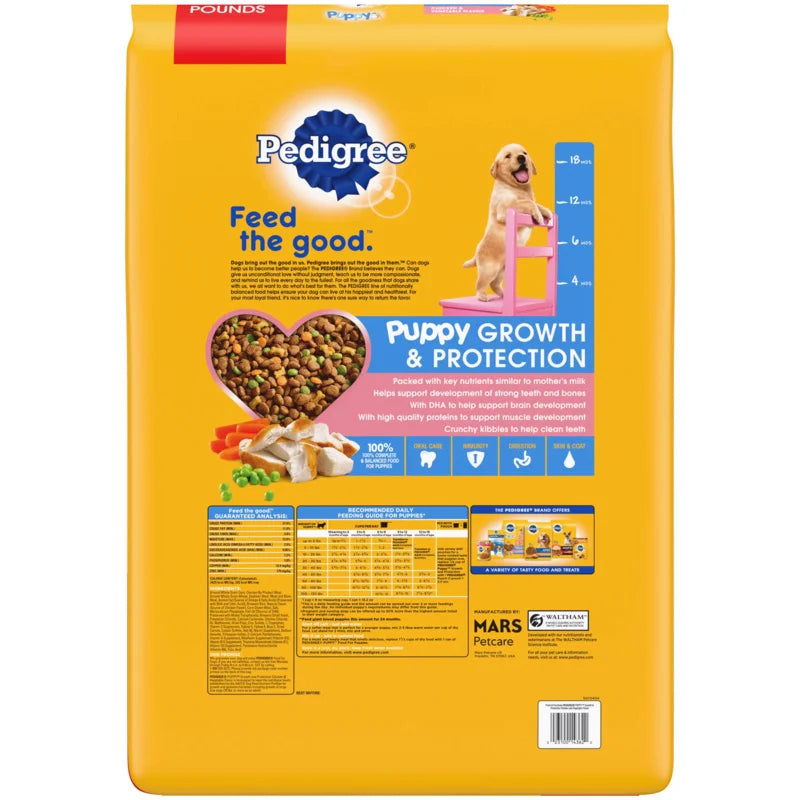 Pedigree Puppy Growth & Protection Dry Dog Food Chicken & Vegetable Flavor, 30 lb. Bag - Paws Solution