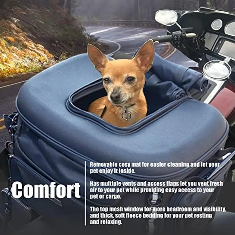 Motorcycle Dog Cat Carrier Pet Carrier Universal Fits Sissy Bar Luggage Rack Ventilated Design Large Size Easy-Clean Removable - Paws Solution