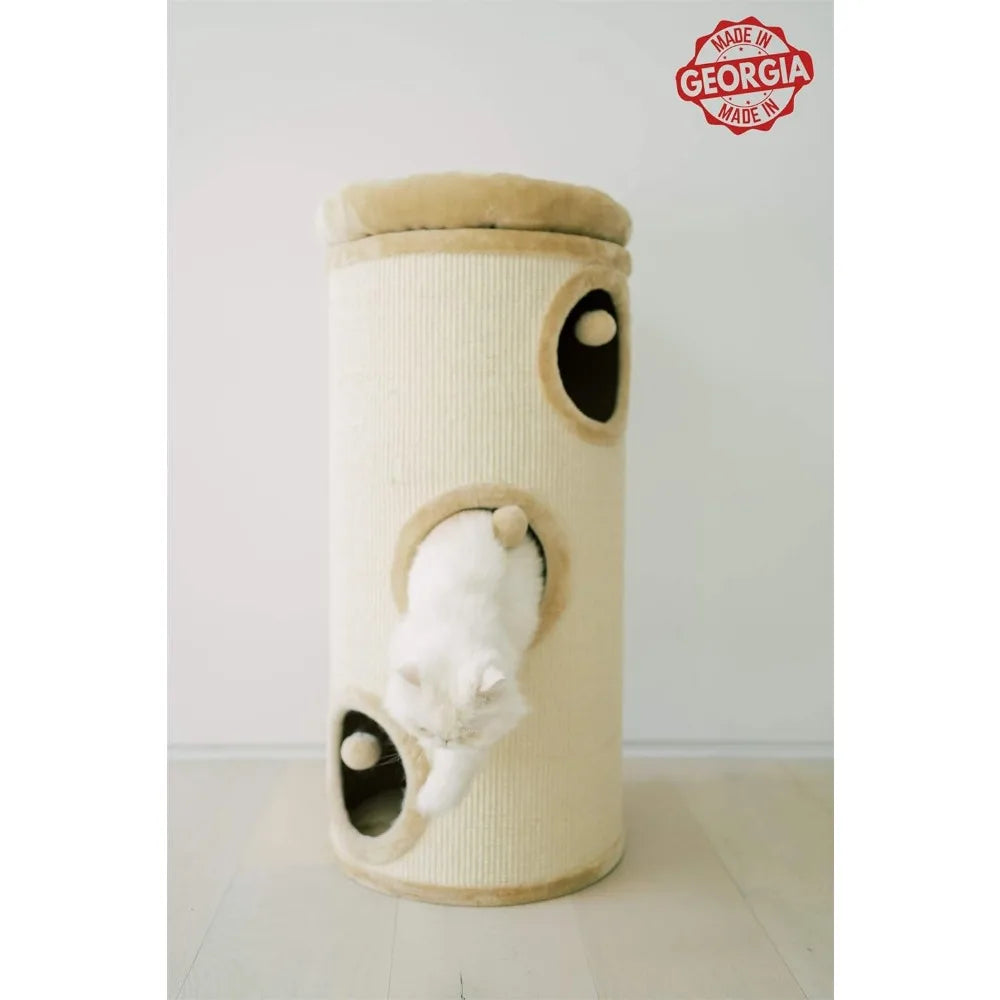 3-Story Cat Tree Condo Barrel Tower: 38.5" - Paws Solution