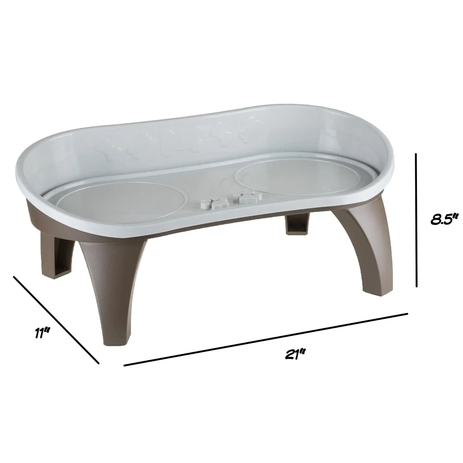 Elevated Pet Feeding Tray with Splash Guard and Non-Skid Feet, 21"L x 11"W x 8.5"H - Paws Solution