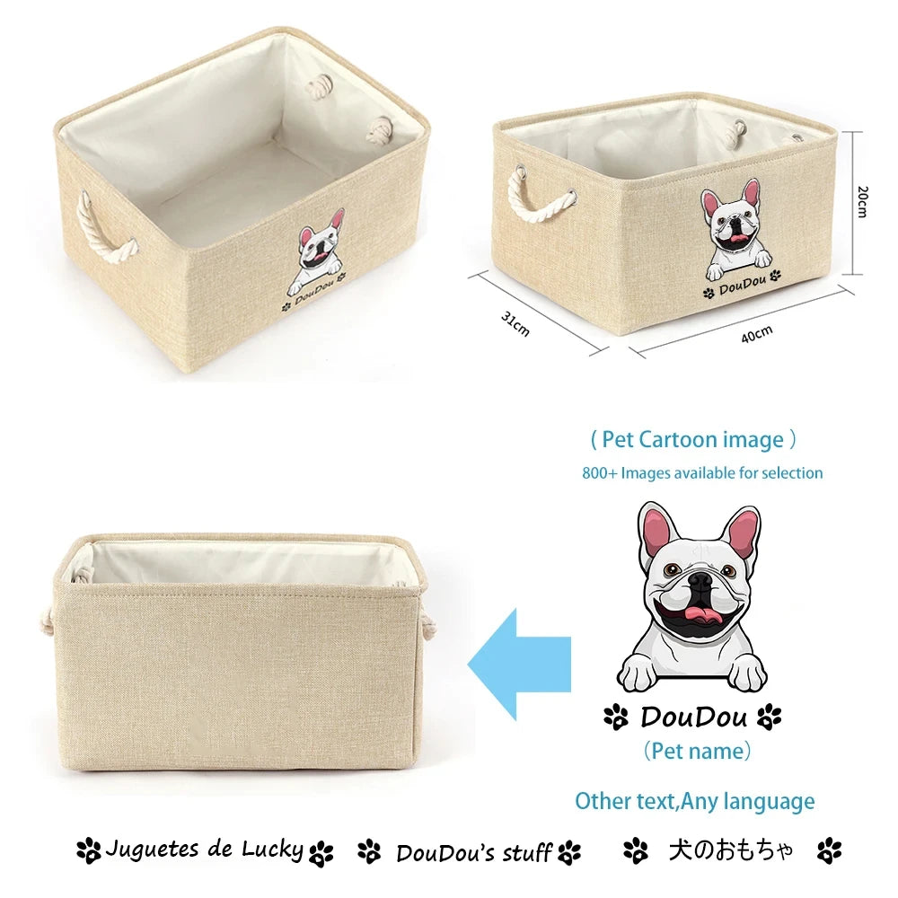 Personalized Dog Toy Basket with Free Custom Print - Paws Solution