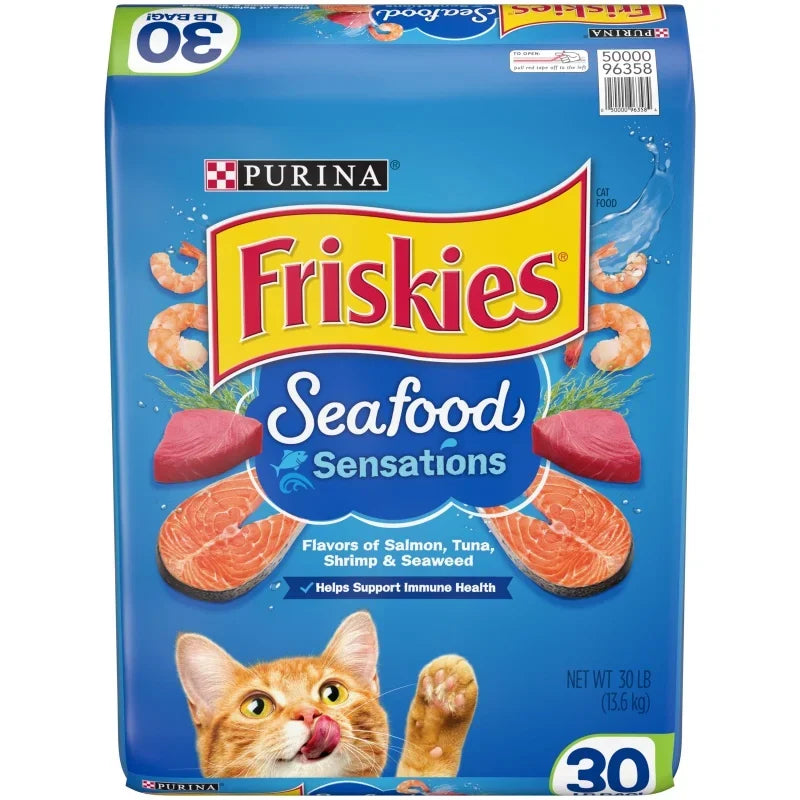 Purina Friskies Seafood Sensations Dry Cat Food, 30 lb - Paws Solution