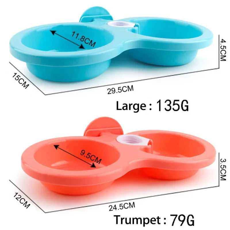 Double Pet Cage Hanging Food Bowls with Automatic Water Feeder, 3 Colors - Paws Solution