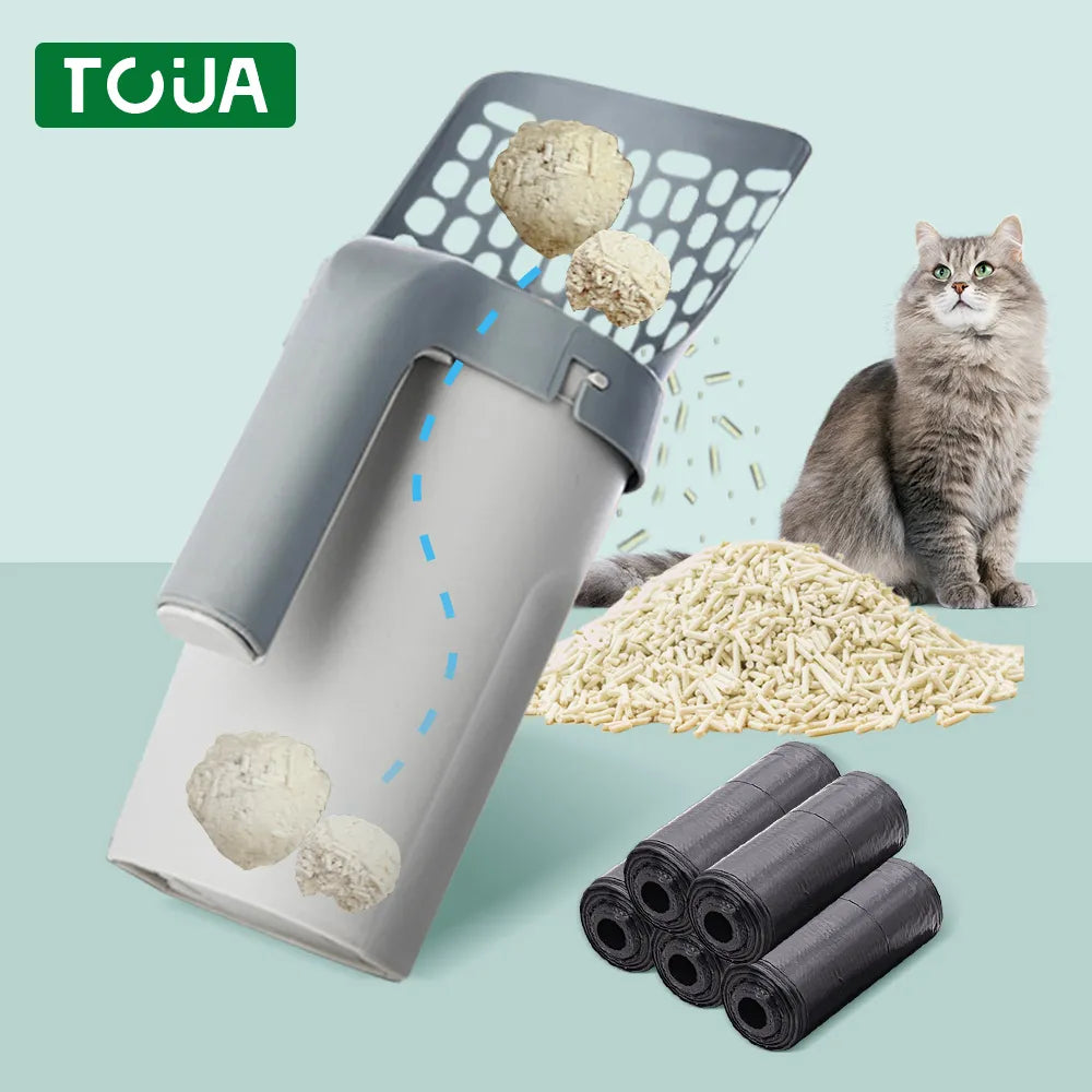 Cat Litter Shovel Scoop with Refill Bag: Self-Cleaning - Paws Solution