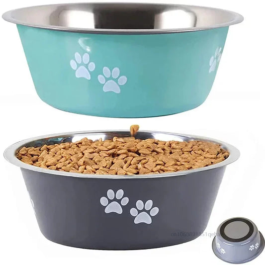 Non-Slip Stainless Steel Dog Bowls, Feeder and Drinker - Paws Solution