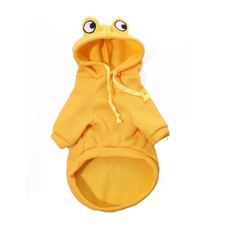 Dog & Cat Hoodies: Frog Print Fleece Sweatshirts for Small Pets - Paws Solution