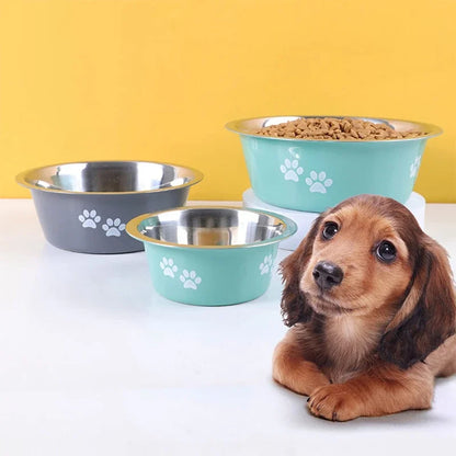 Non-Slip Stainless Steel Dog Bowls, Feeder and Drinker - Paws Solution