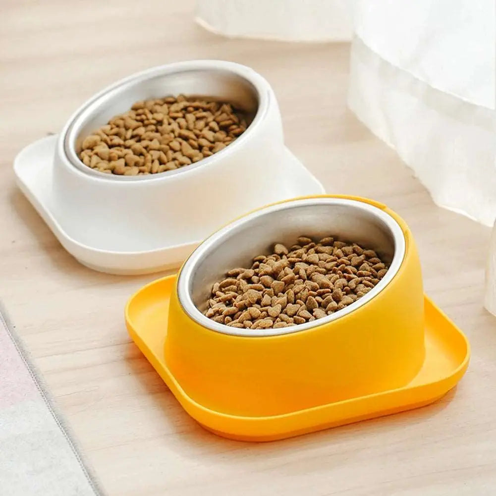 Raised Pet Bowls for Cats and Small Dogs Tilted Single Elevated Dog Cat Food and Water Bowls Stand Feeder Bowls and Anti Slip Fe