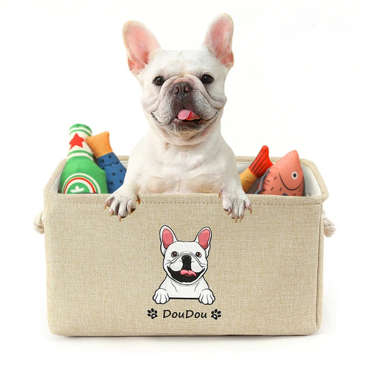 Personalized Dog Toy Basket with Free Custom Print - Paws Solution