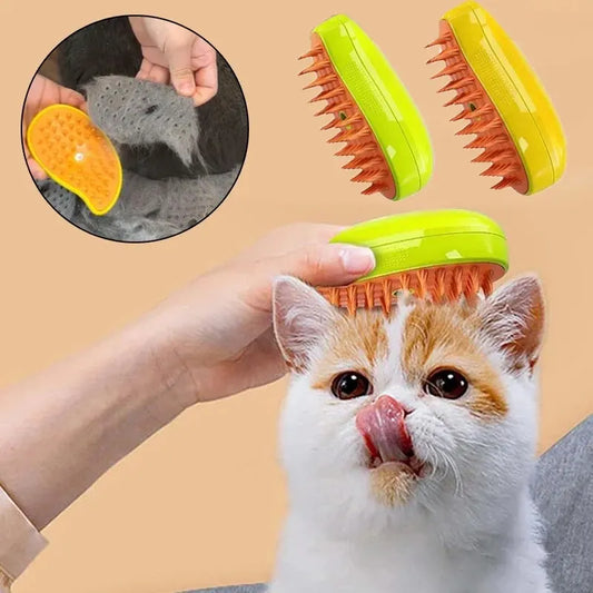 3-in-1 Electric Cat & Dog Steam Brush, Massage Comb & Hair Removal Tool - Paws Solution