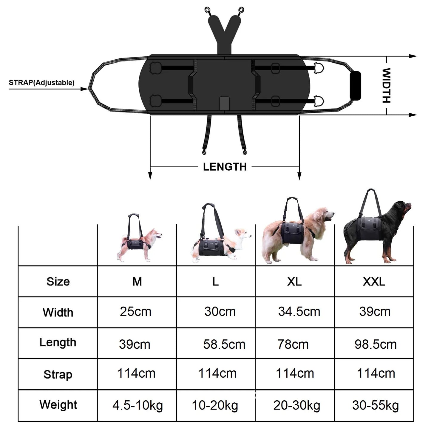 Portable Dog Sling for Back Legs, Hip Support and Rehabilitation Harness - Paws Solution