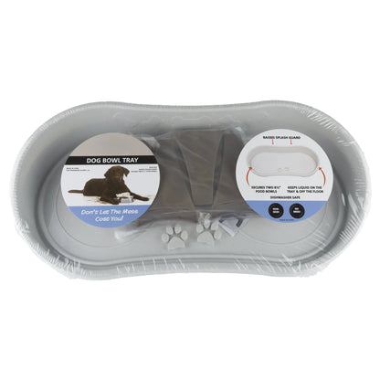 Elevated Pet Feeding Tray with Splash Guard and Non-Skid Feet, 21"L x 11"W x 8.5"H - Paws Solution