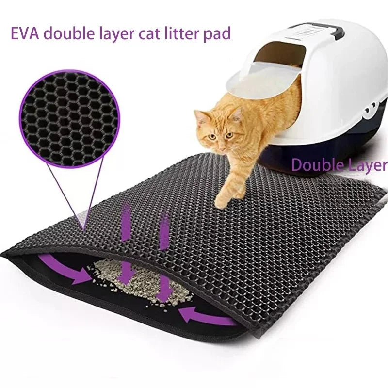 Pet Cat Litter Mat Double-Layer Sand Cat Mats for Cat Litter box Large Size Foldable Non-slip Waterproof Pet Bed Easy Clean Foldable Trapper Mats - Paws Solution